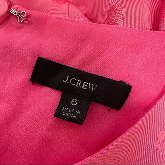 J. Crew Shift Dress in Jacquard Floral Dot Pink Long Sleeve Button Cuffs Size 6 - Picture 7 of 8